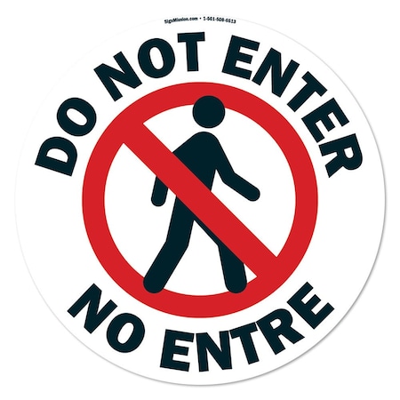 Signmission Do Not Enter-No Entre 16in Non-Slip Floor Marker, 6PK, 16 in L, 16 in H, FD-2-C-16-6PK-99951 FD-2-C-16-6PK-99951